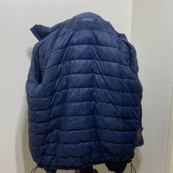Polo Ralph Lauren Hooded Anorak Down Jacket Coat Navy Blue Men’s Size Large - Picture 10 of 12